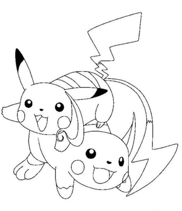 coloriage pokemon raichu et pikachu